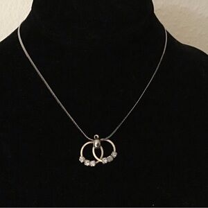 Korean Elegant Silver Necklace with Crystal Accents